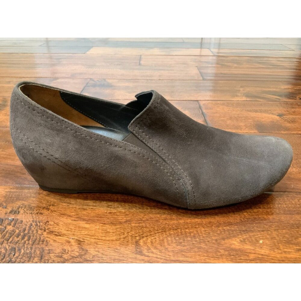 Paul Green Munchen Brown Suede Hidden Wedge Slip-Up Heels, Size 8.5 (US) 6 (UK)